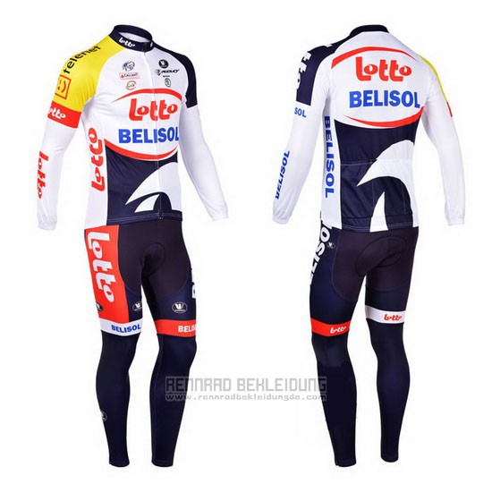 2013 Fahrradbekleidung Lotto Belisol Volett und Wei Trikot Langarm und Tragerhose - zum Schließen ins Bild klicken